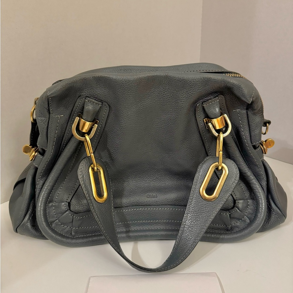 SOLD! Chloe Medium Paraty Gray Leather Handbag with Gold Hardware - Picture 3 of 15